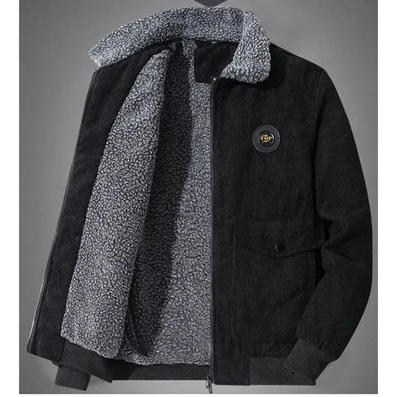 TRAF Corduroy Jacket Addition Velvet Autumn And Winter Cotton Coat Lamb 241011