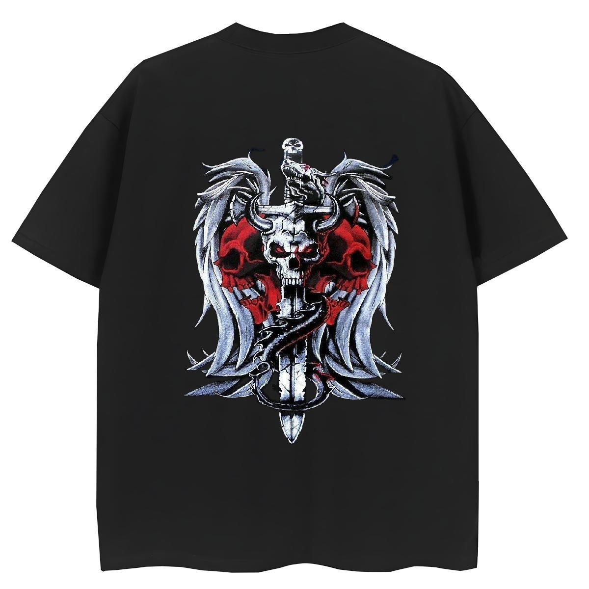 Fashion Casual Woman T Shirts 230g Cotton Short sleeve Soft Outdoor skull Unisex Tshirts Wholesale Cartoon Anime Tops