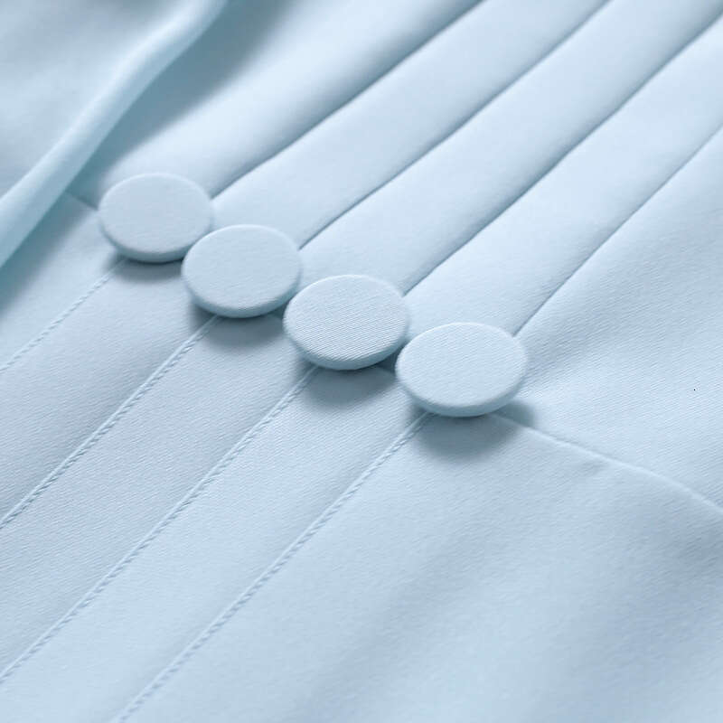 banquet dress 2024 new autumn outfit formal occasion light blue waist cinching slimming A-line skirt for children