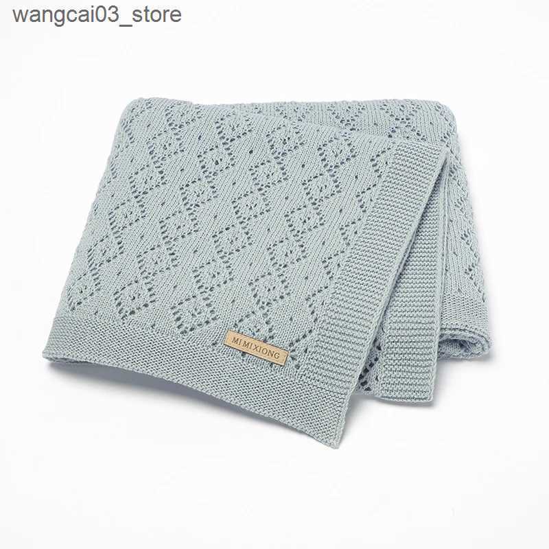 Blankets Swaddling Newborn Baby Blanket 100%Cotton Knit Hollow Infant Girl Boy Bedding Plaid Crib Quilt 100*80CM Stroller Warp Swaddling Super Soft L2