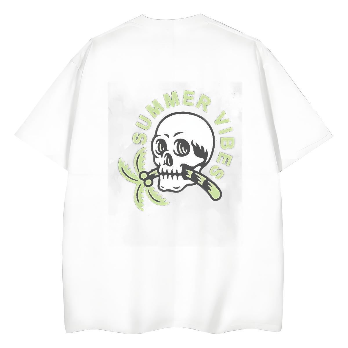 DIY T-Shirts for Women 230g Pure Cotton Breathable Soft Daily Wear skull Tshirt for Man Woman Popular Custom Print Oversized Tees Shirts