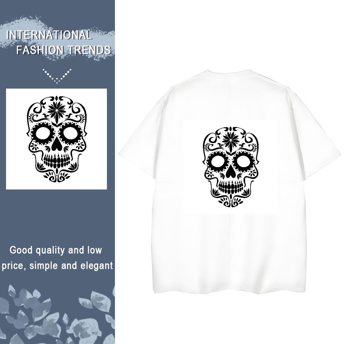 Fashion New T-Shirts for Women 230g Cotton O Neck Short Sleeves Sport skull Womens Tshirts Unisex Anime Tops Shirt