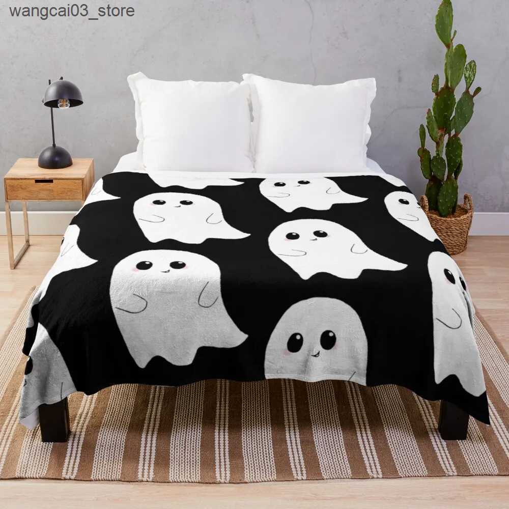 Blankets Swaddling Halloween Flannel Throw Blanket Cute Ghost Bat King Queen Full Size Lightweight Super Soft Warm for Sofa Couch Bed Decor Pumpkin L2