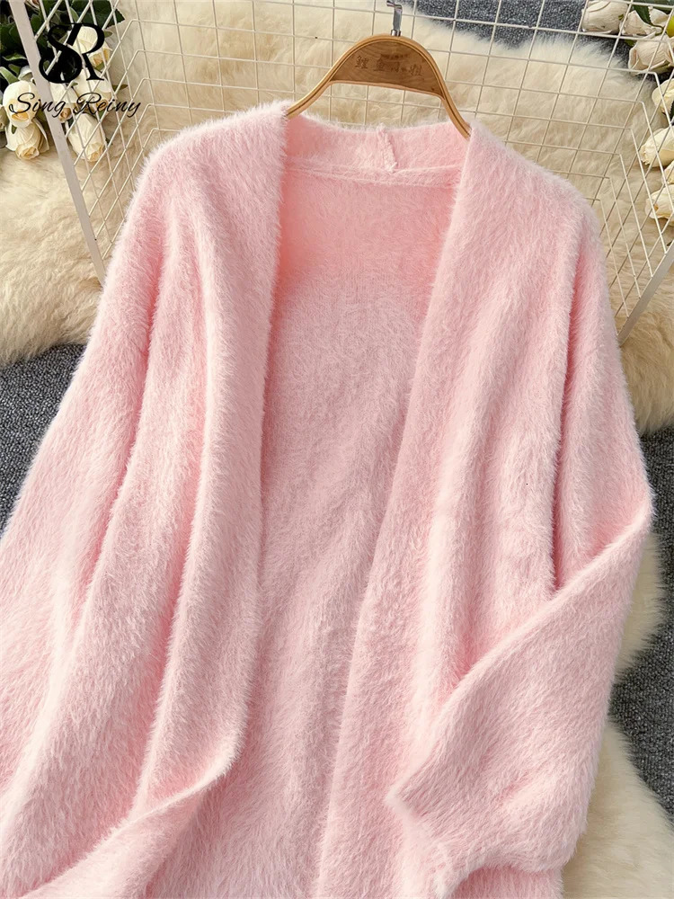 Singreiny Winter Gentle Cashmere Open Skirt Loose Fur Home Textile Womens Autumn Solid Casual Soft Warm Coat 241011