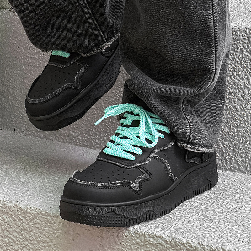 Designer 2024 Autumn/Winter New Black Warrior Solid Color Low Cut Sports Skateboarding Casual Couple's Thick Soled Tall Board Shoes