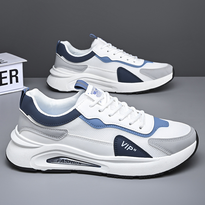 Soft soled mesh men's new summer comfortable trend running and sports leather surface anti slip versatile casual shoes