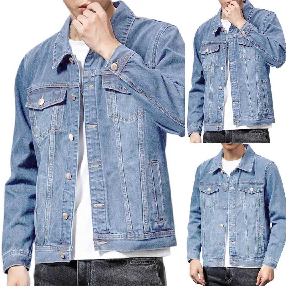 Mens casual cotton denim jeans Masculina ultra-thin wash vintage classic blue denim jacket mens clothing W241011