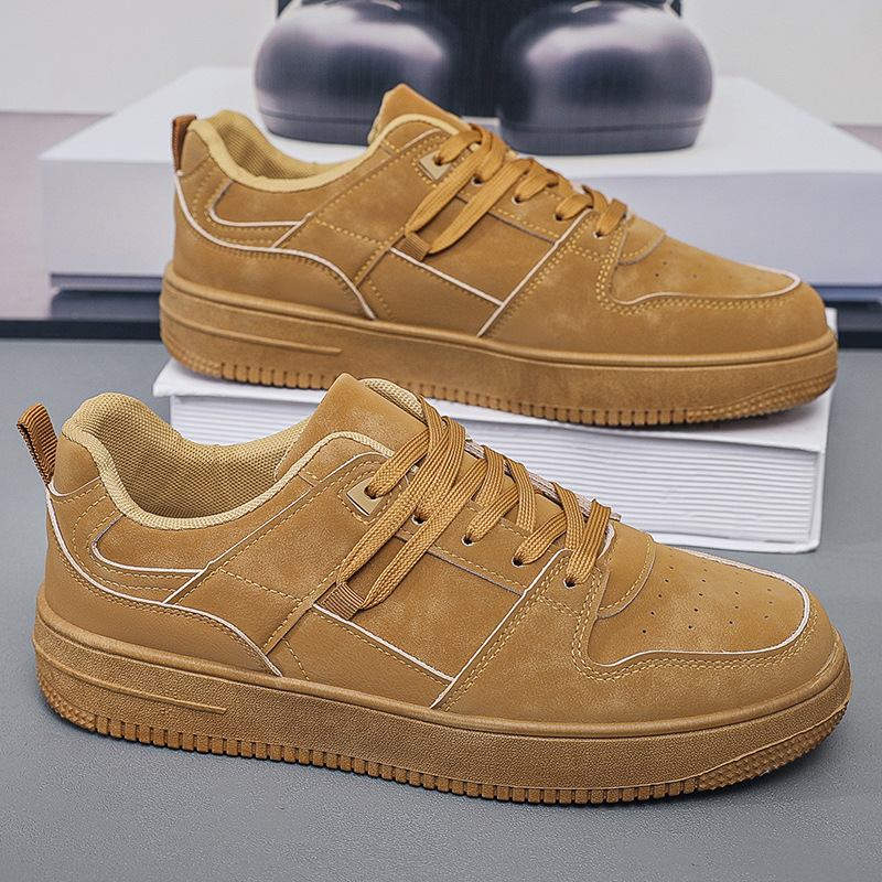 Men Casual Shoes Black White Brown Breathable Trendy Shoes Non-Slip Lace Up Outdoor Platform Sneakers