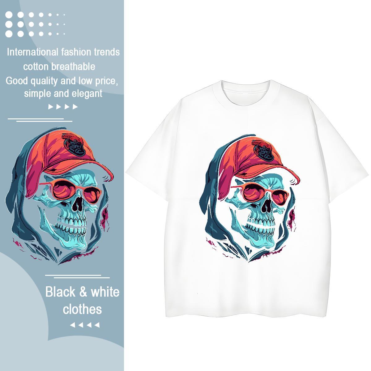 Designer T Shirts Women 230g 100% Cotton Crew Neck Outdoor skull Tshirt for Man Woman Loose fit Cartoon Anime Tshirts