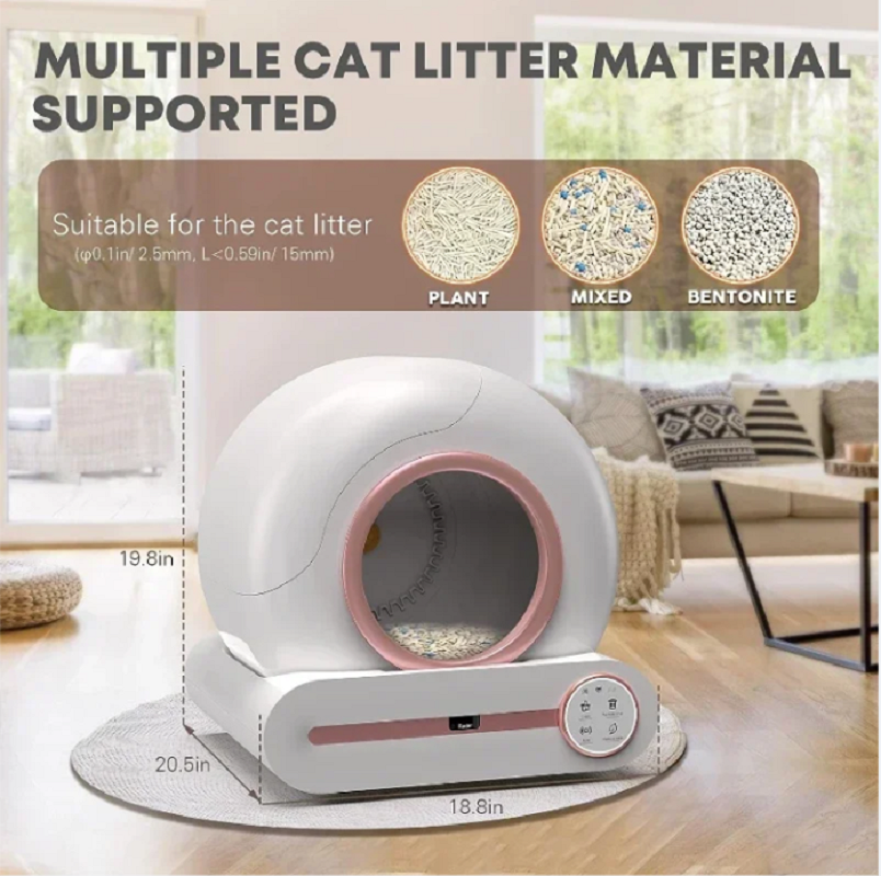 Tonepie Automatic Smart Cat Litter Box, Self Cleaning, App Control, Multilanguage Pet Toilet, Litter Tray Ionic Deodorizer, 65L