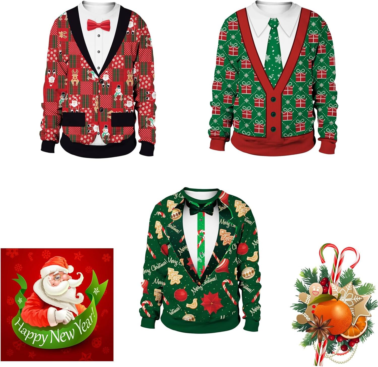 Long Sleeve Shirts for Men sweatshirt Unisex's Ugly Christmas Jumper Sweater Printed Pullover,3D Funny Digital Print Sweatshirt Suit for Men