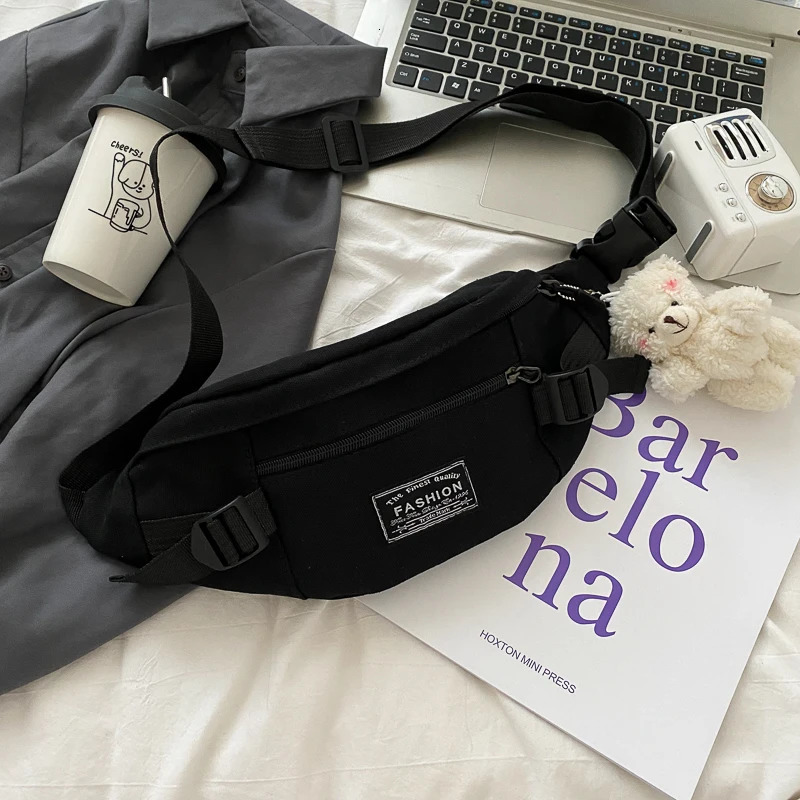 Japanese Harajuku Dark Style Chest Bag Womens Full Match Waist Bag Womens Student Canvas Messenger Bag 241008