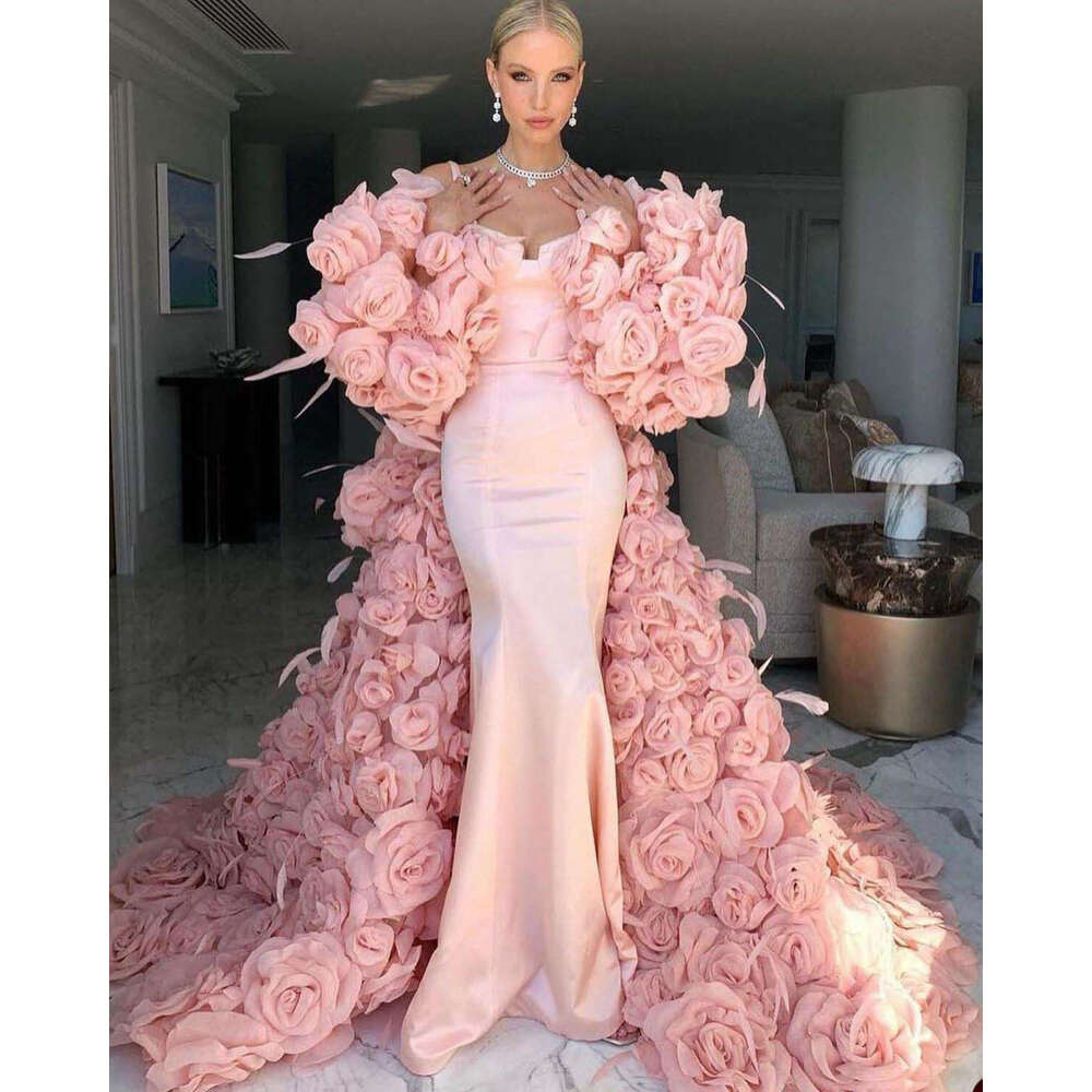 Gorgeous Mermaid Celebrity Dresses For Women 3D Skirt Slim Fit Sleeveless Backless Dress Party Gown