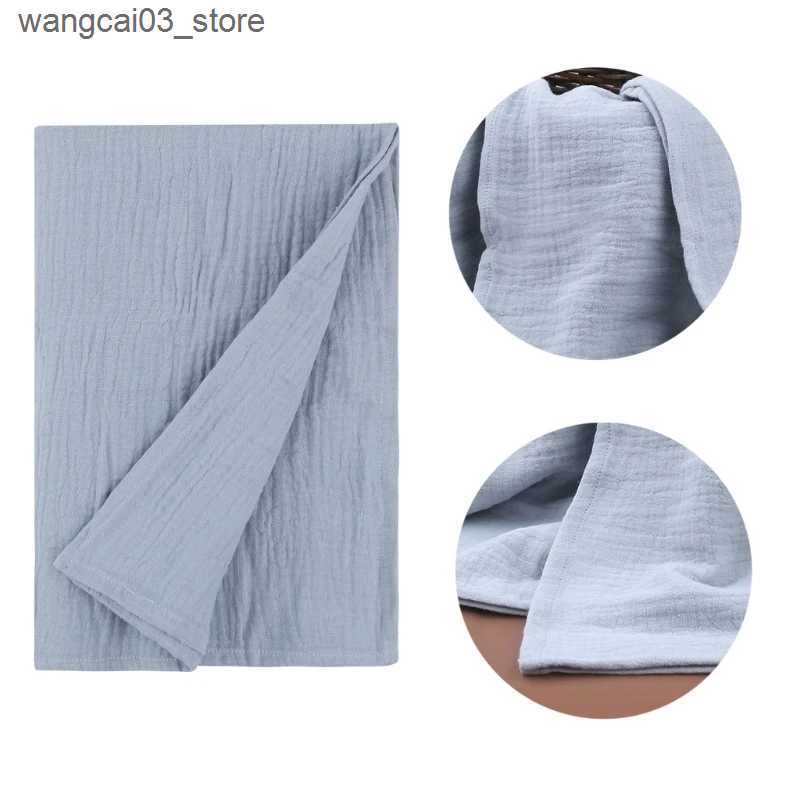 Blankets Swaddling 120120cm Muslin Swaddle Crinkle Cotton Gauze Ruffle Baby Burp Cloths Baby Blanket Throw Blanket Muslin Diapers Babi Bath Towel L240