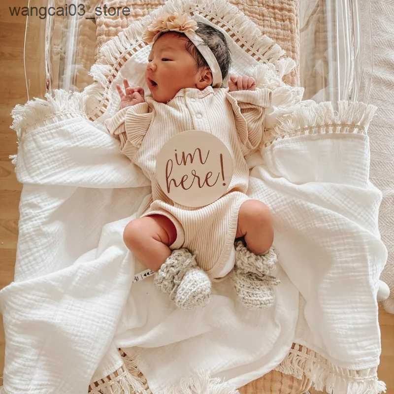 Blankets Swaddling Cotton Muslin Swaddle Blankets for Newborn Baby Tassel Receiving Blanket New Born Swaddle Wrap Infant Sleeping Quilt Bed Cover L240