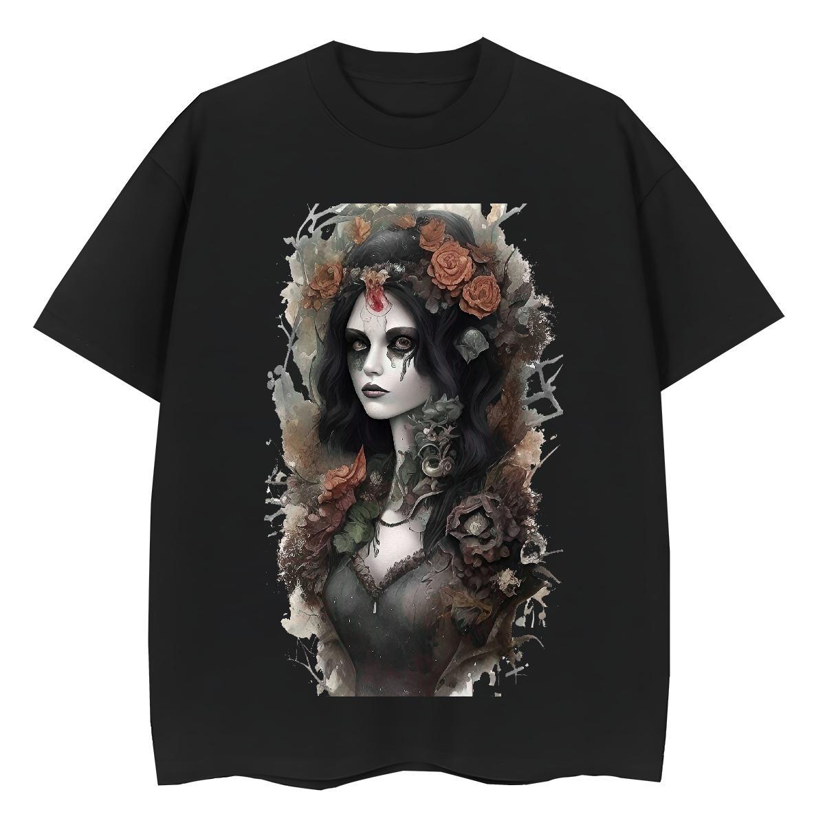 TOP Quality T-Shirts for Women 230g 100% Cotton Breathable Crew Neck Casual portrait Unisex Tshirts Lady Black Oversized Clothes Shirt