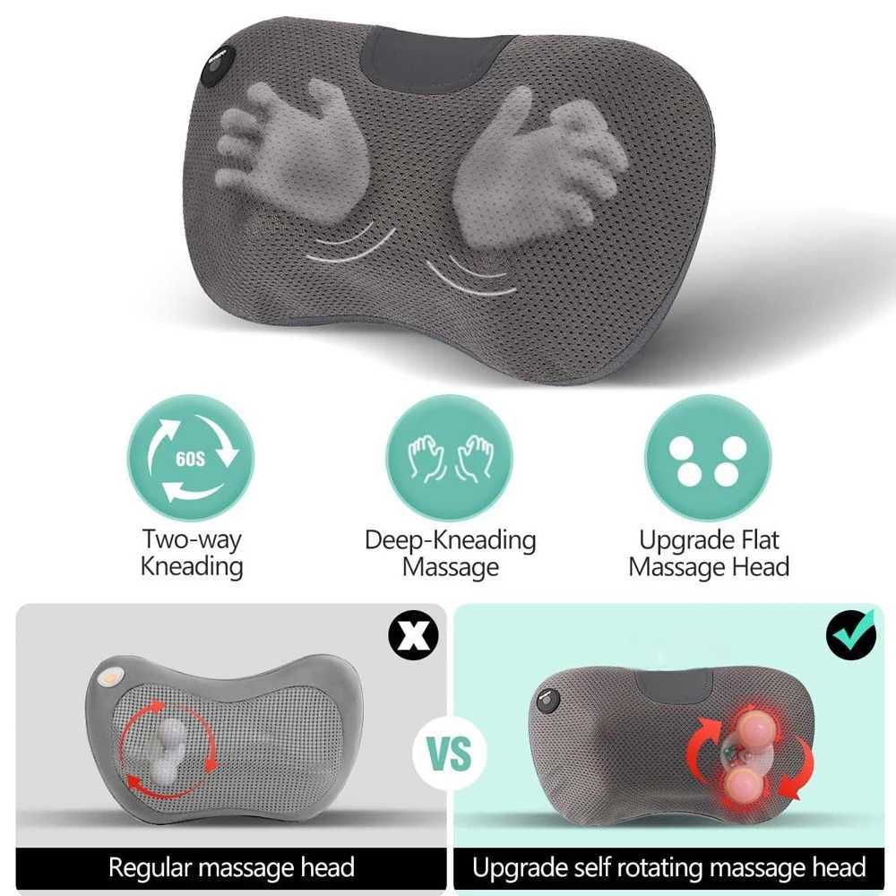 Back massager pillow used for relaxing deep tissue acupressure and kneading neck and shoulder massagers with heated electric car massage pillow W24081