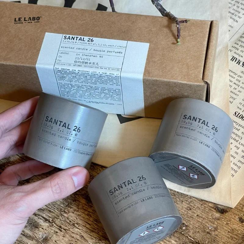 Candles 3pcs Laboratory Mini Concrete Scented Candle Set Delicate Sandalwood No. 26 Taste Aromatherapy Industrial Trend Gift w250411