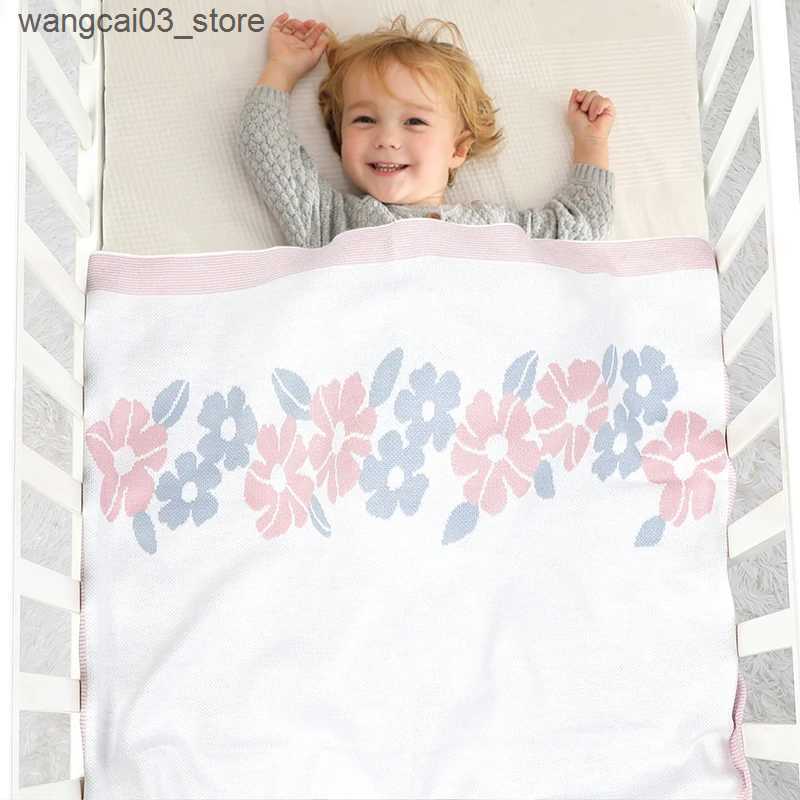 Blankets Swaddling Newborn Baby Blanket Knit Infant Stroller Swaddle Super Soft 90*70CM Toddler Girl Boy Bed Quilt Fashion Floral Plaid Sleep Cover L2