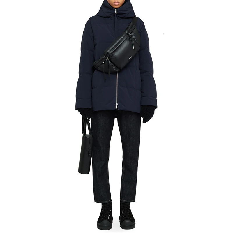 Winter womens thick warm white duck down hooded jacket Y2K high-quality fashionable casual comfortable short bread jacket 241009