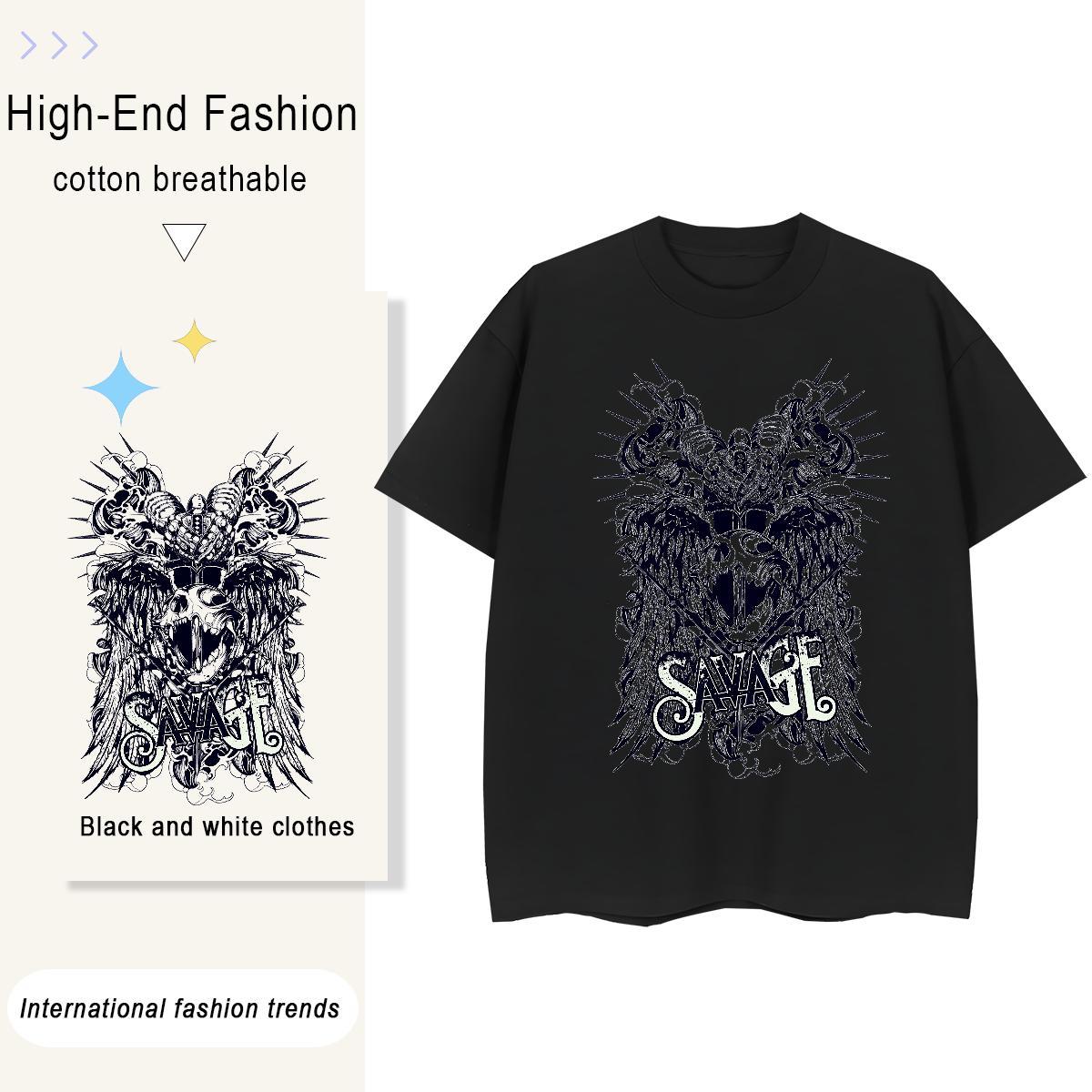 New Woman T Shirts 230g Pure Cotton Round Neck Short Sleeve Sports Street Wear skull Couples T Shirts Popular Graphic Tees