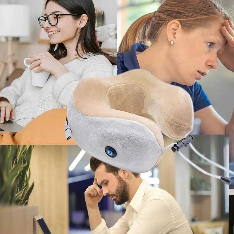 Portable U-shaped neck massager pillow soft electric neck and shoulder vibration massager Ceramic Vertebra for relaxing travel and work W240819