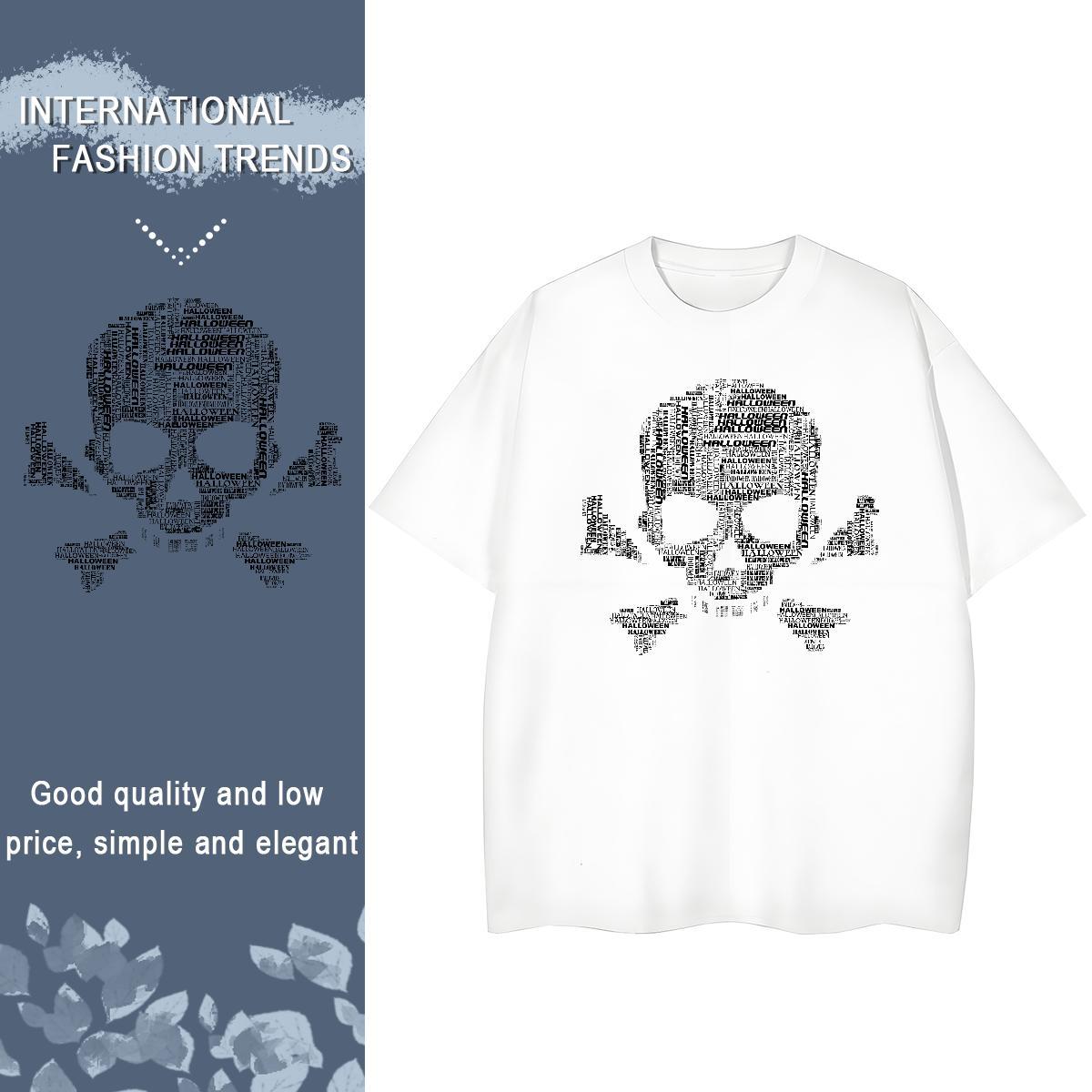 Designer Women T Shirts 230g 100% Cotton Breathable Soft Sports Street Wear skull Lady T shirt Wholesale DIY Printed Polos