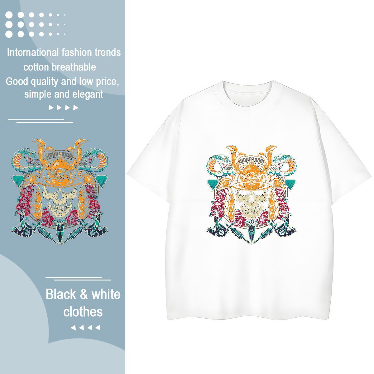 Stylist T Shirt For Woman 230g Cotton Round Neck Short Sleeve Home Outdoor skull Unisex Tshirts Free Shipping Custom Printing Tops