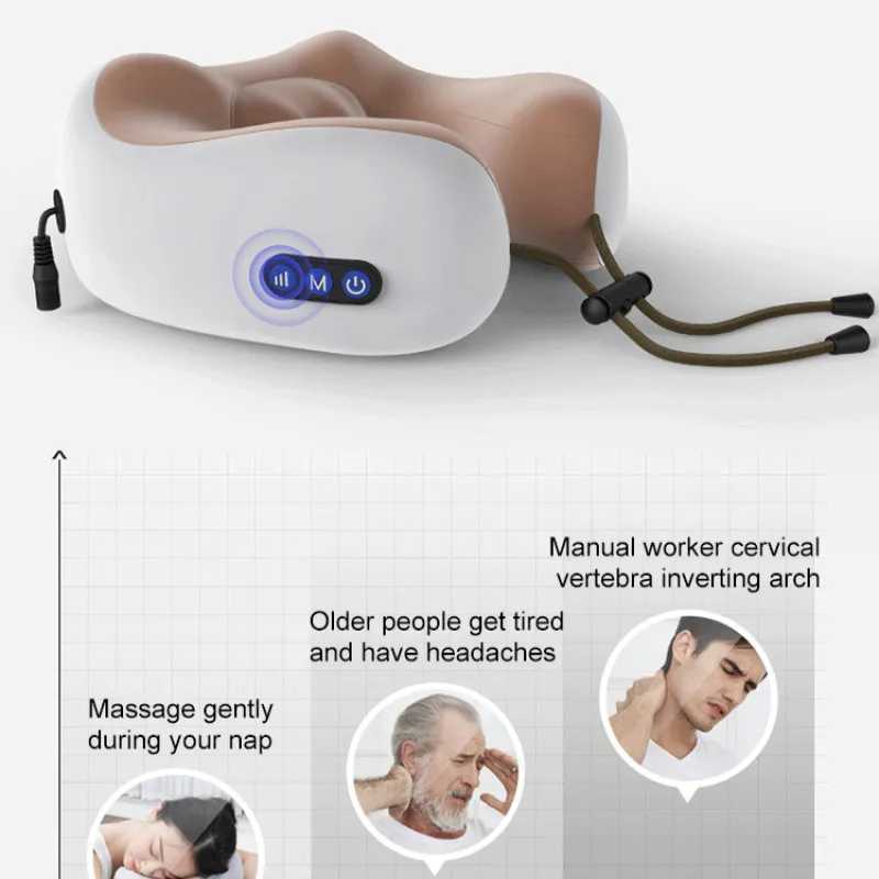 Multi functional electric massage pillow Ushaped neck protector with heating and memory foam for travel and family massage W240819