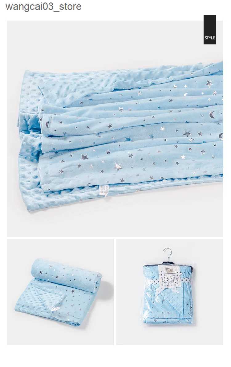 Blankets Swaddling 75*120CM Baby Toddler Minky Blankets Moon Star Fleece Quilt Soft Children Blanket Swaddle Cover Quilts Bedding L240910