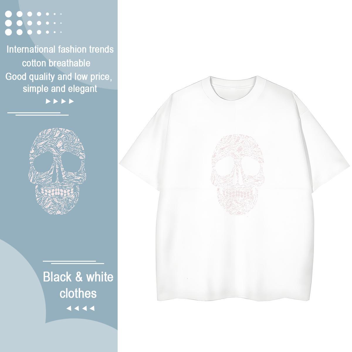 2024 Women T Shirts 100% Cotton 230g Breathable Casual Beach skull Woman Tshirt Free Shipping Anime Print Tshirts