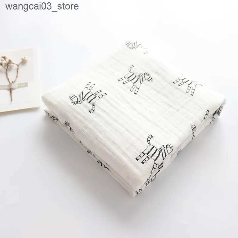 Blankets Swaddling Baby Blanket For Newborns Soft Cotton Muslin Swaddles For Infant Multi Use Bath Towel Nordic Hold Wraps Diaper Cocoon 120x120cm L24
