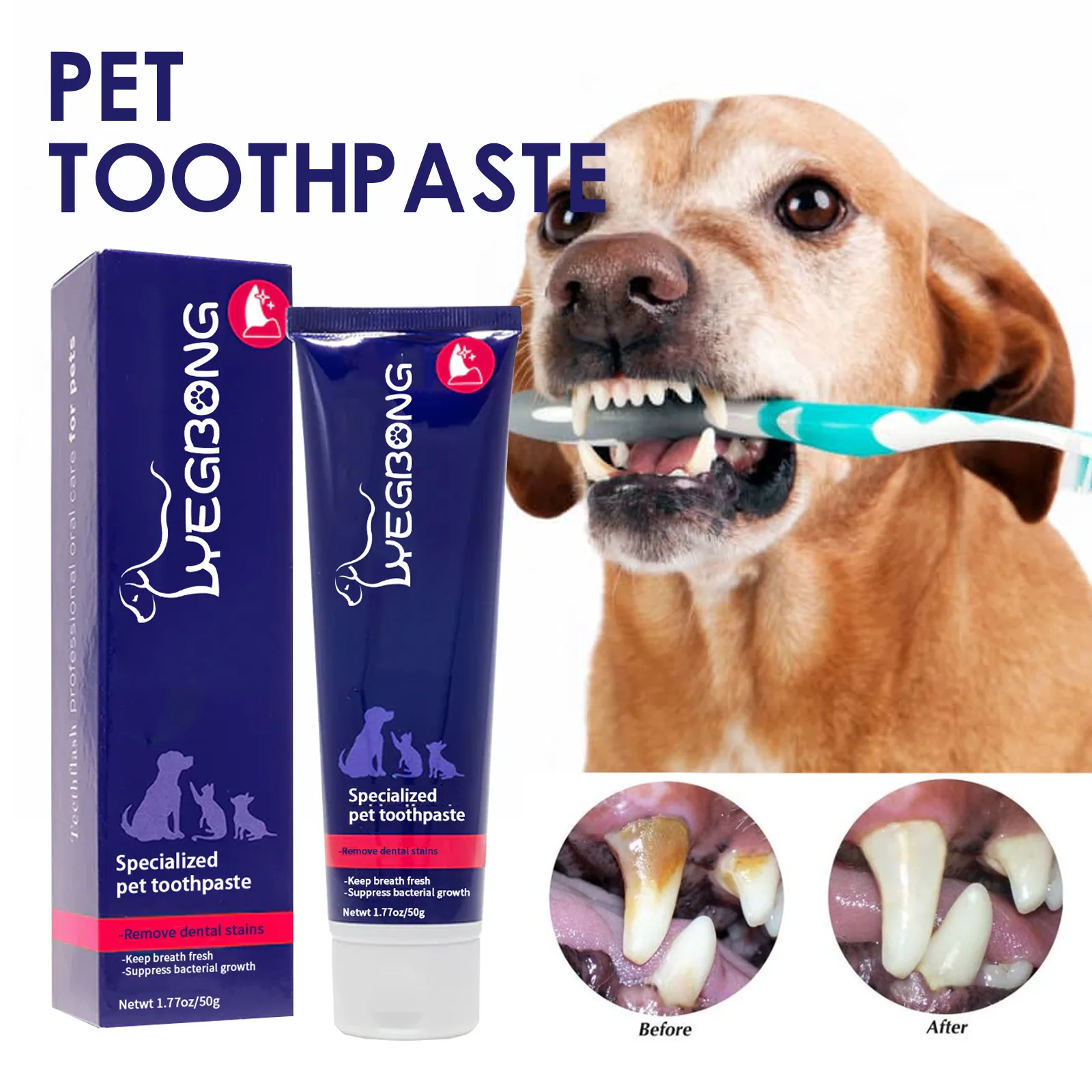 Pet Toothpaste For Dogs Reduce Tartar And Plaque Buildup Cleaning Dog Oral Fresh Breath Edible Pets Products Cleaning Supplies