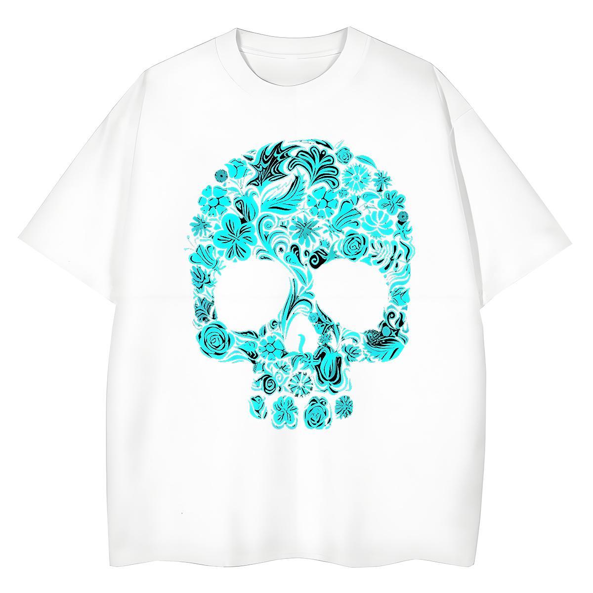 Factory Direct T Shirts Women 230g Cotton Comfortable Sport skull Unisex Tshirts Loose fit DIY Printed Clothes Shirt
