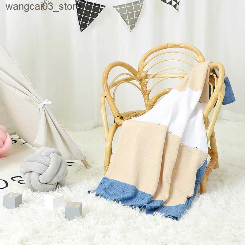 Blankets Swaddling Baby Blankets Knit Plaid Cotton Newborn Girls Stroller Sleeping Sack Wrap Swaddle Super Soft Infant Boys Bedding Quilts 100*80CM L2