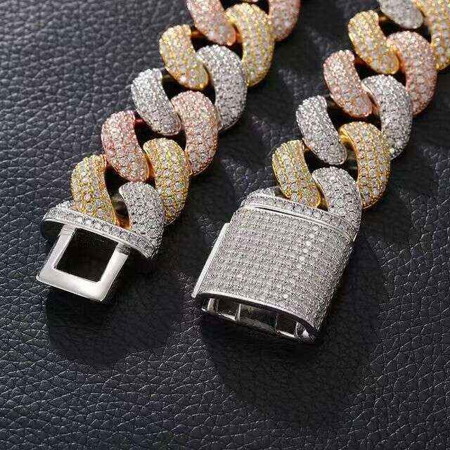 necklace 15mm bubble three color cuban chain set with personalized fashion brand men's hip hop jewelry