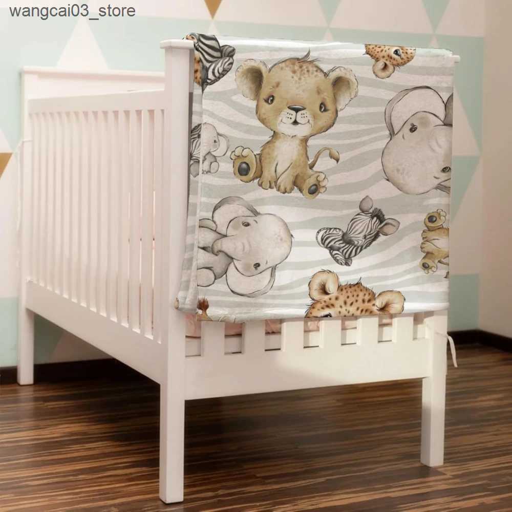 Blankets Swaddling African Animal Baby Blanket Newborn Boy Girl Shower Gift Elephant Giraffe Lion Flannel Fleece Nursery Bed Receiving Swaddle L240910
