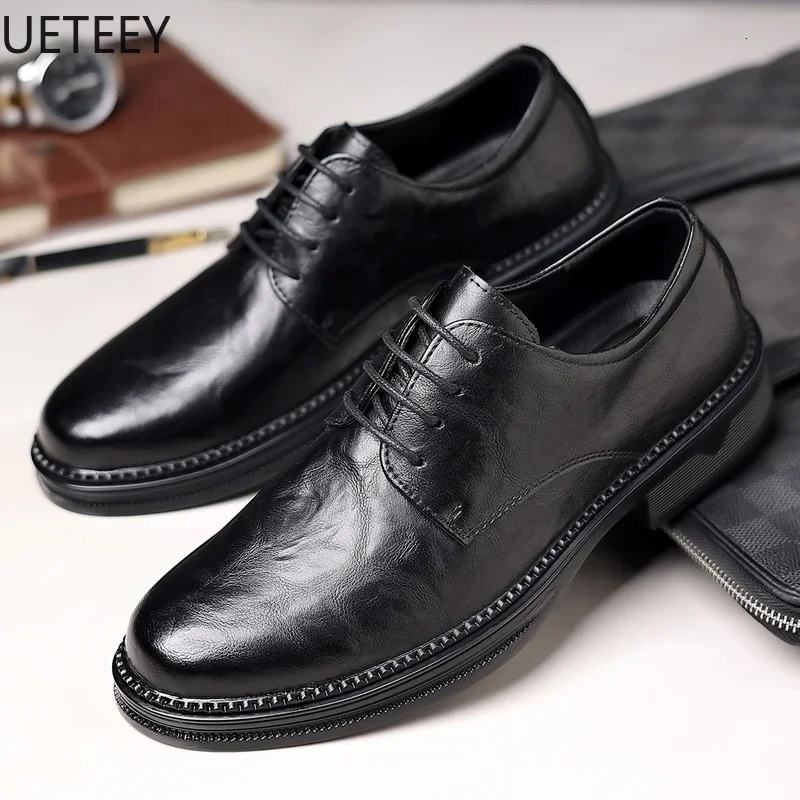 Leather shoes leather shoes mens shoelaces non slip and lightweight UETEEY classic explosion-proof style leather casual 241007