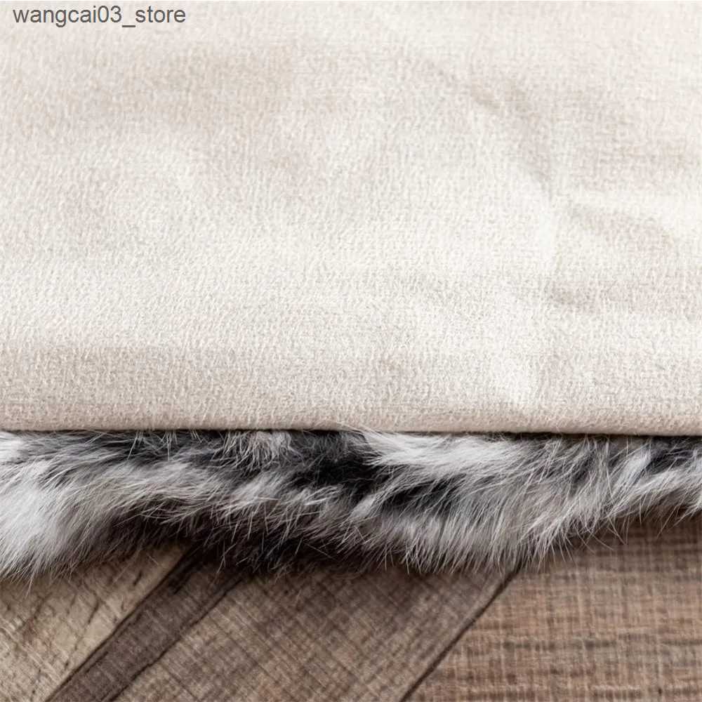 Blankets Swaddling Natural Real Rabbit Fur Throw Blanket Luxury Fluffy Soft Cozy PlushThick Warm Blanket for Couch Sofa and Bed60in x80in(Gray) L24091