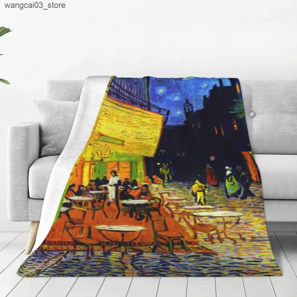 Blankets Swaddling Vincent Van Gogh Blanket Sunflower Famous Drawing Fleece Sleep Blanket Super Soft Fashion Bedspread for Living Room Sofa Couch L240