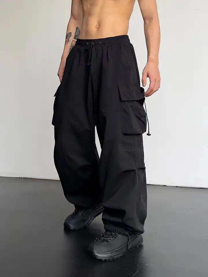 2025 S Fashion Designer Men S Pants Spring Summer Fashion Casual Pans For Men Streetwear Solid Color Cargo Elastic Waist Wide Leg Joggers