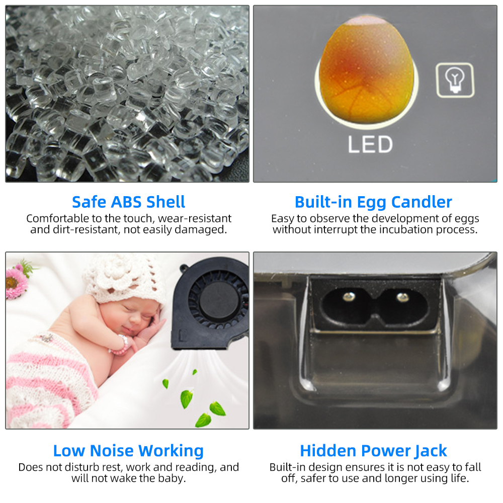 12 Eggs Incubator with Automatic Egg Turning, Humidity Control, Temperature Display and Egg Candler Light, Chick Cozy Incubator