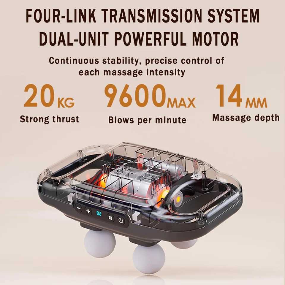 Handheld household 4-piece fascia gun for deep muscle stimulation massage used for relaxing muscles in the back legs neck shoulders and body W240819