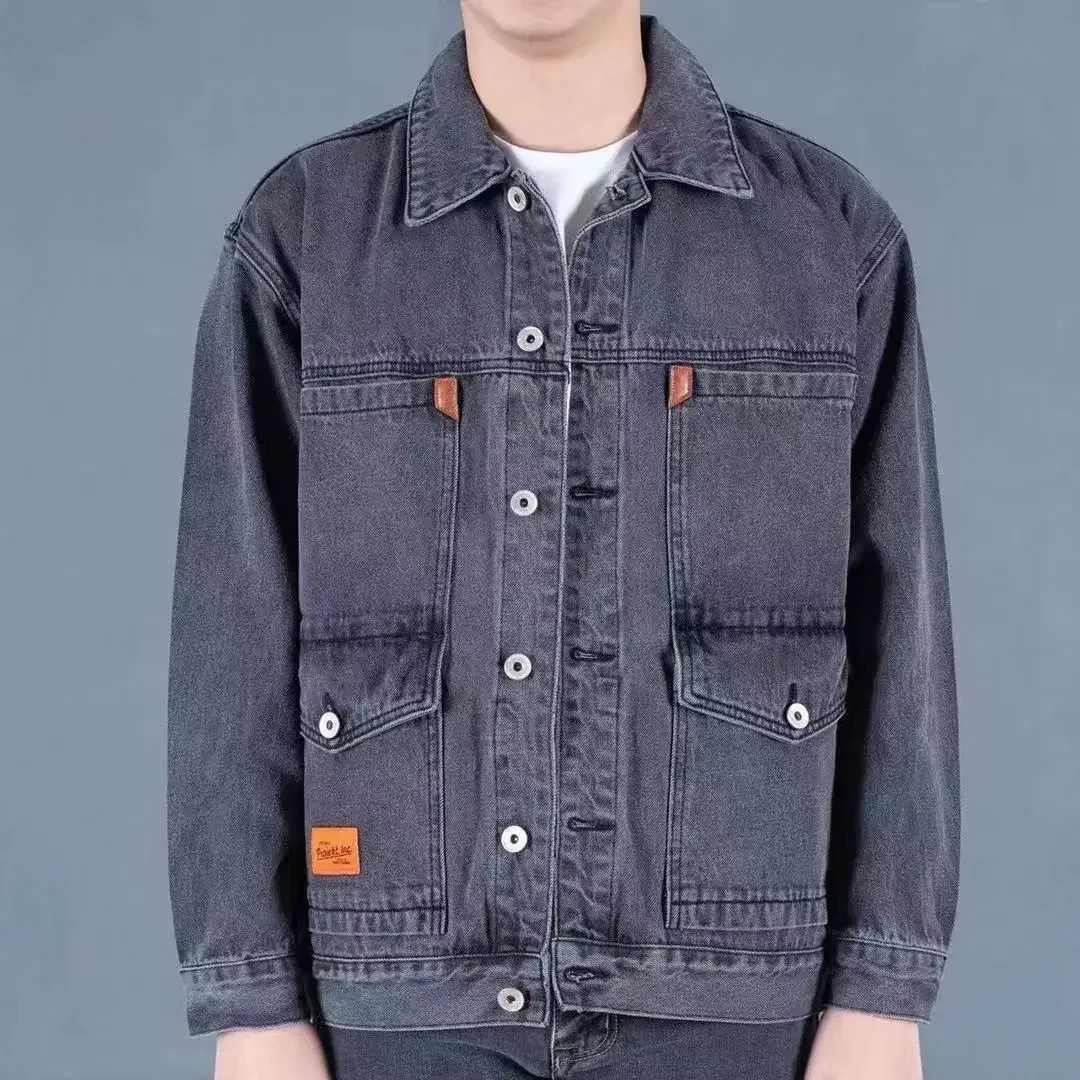 Mens denim jacket autumn patchwork denim jacket mens plus size retro L winter jacket Korean popular clothing original W241011