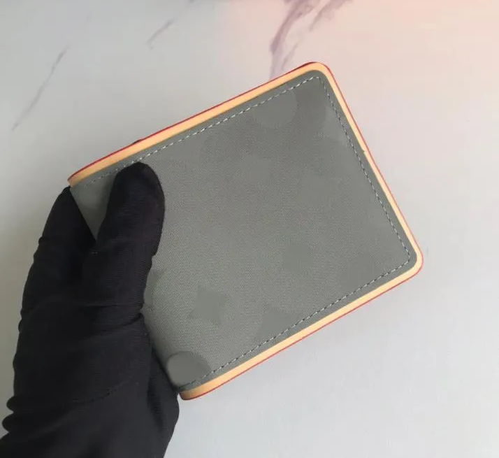 Elegant Men's Designer wallet Multiple Wallet Luxury Fashion Graphite Short Purse with Classic Flower & Letter Premium Titanium Small Card Holder Box and Dust Bag