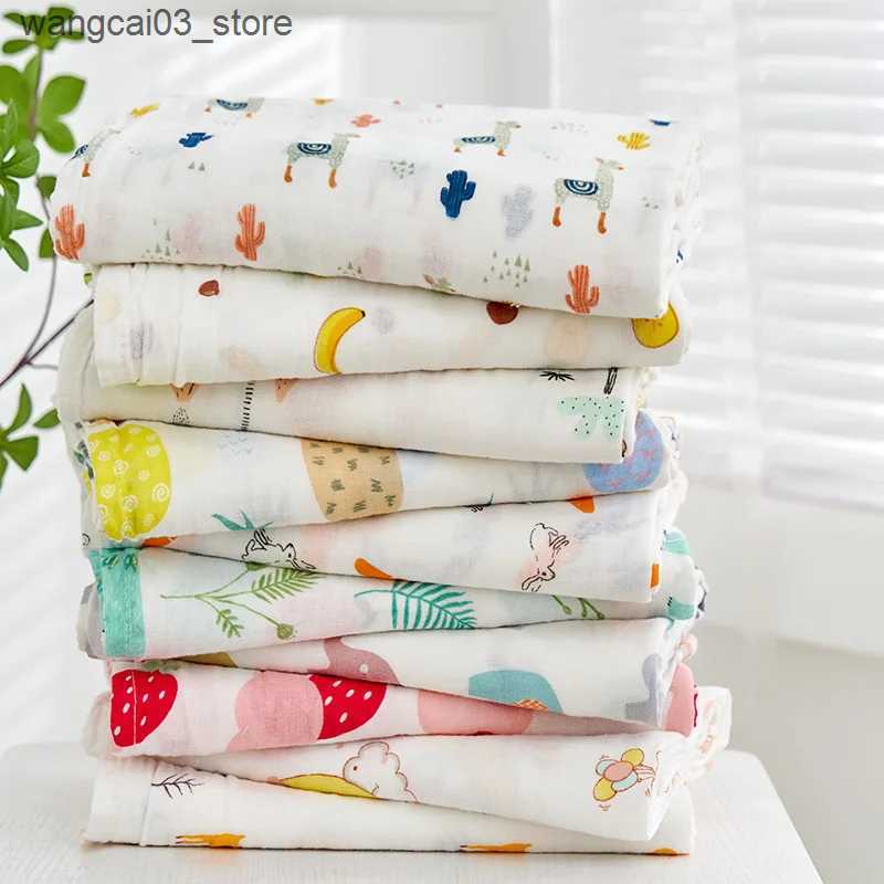 Blankets Swaddling 110*110cm Muslin Swaddle Newborn Baby Blankets Eco Soft Cotton Children Towel Infant Kids Wrap Sleepsack Stroller Cover Play Mat L2