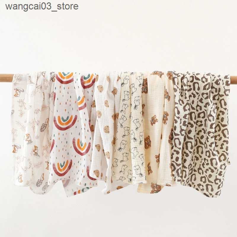Blankets Swaddling 80*65cm Cute Cartoon Animal Pattern Baby Muslin Blankets Soft Cotton Newborn Swaddle Wrap Summer Infants Bedding Kids Bath Towel L2