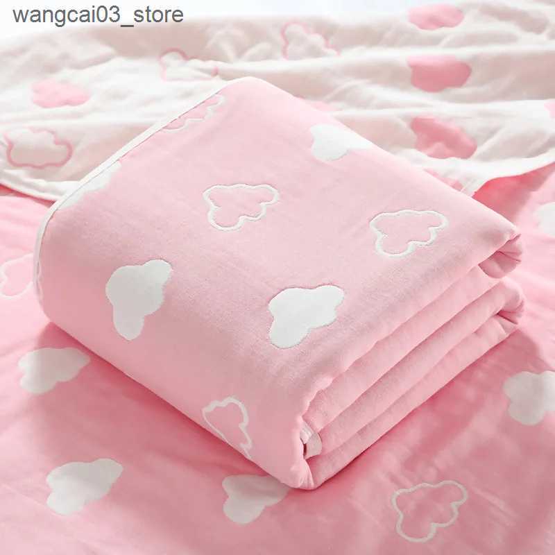 Blankets Swaddling Muslin Baby Blankets Newborn Sleeping Cartoon Bear Infant Toddler Swaddle Wrap Cotton Gauze Kids Baby Towel Summer 110x110cm L24091