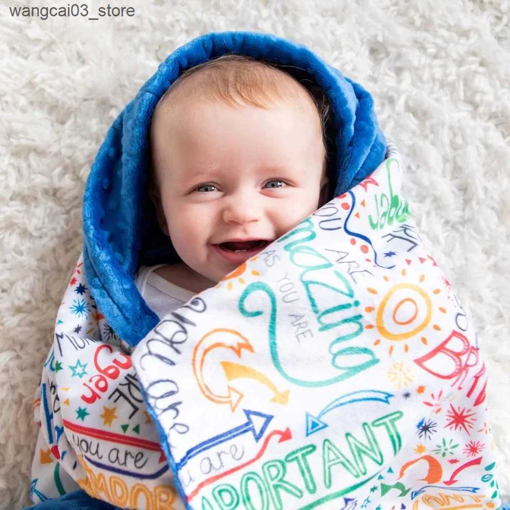Blankets Swaddling Name Personalised Custom Fleece Baby Blanket Kids Nursery Decor Swaddle Blanket Baby Blankets Newborn Gift Mother Kids 100*72cm L24