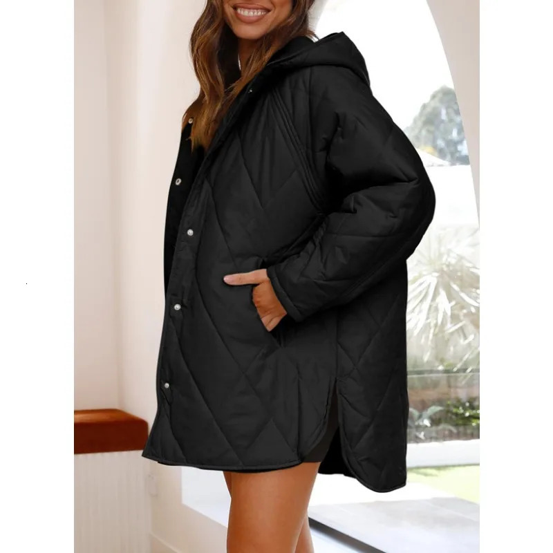 INS Winter Womens Casual Quilted Hooded Lightweight Jacket Commuting Temperament Female Clothes Thermal Warm Fashion Loose Coat 241011
